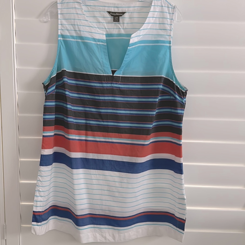 Tommy Bahama Cotton Sleeveless Striped Top L